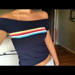 RAINBOW OFF THE SHOULDER SHIRT